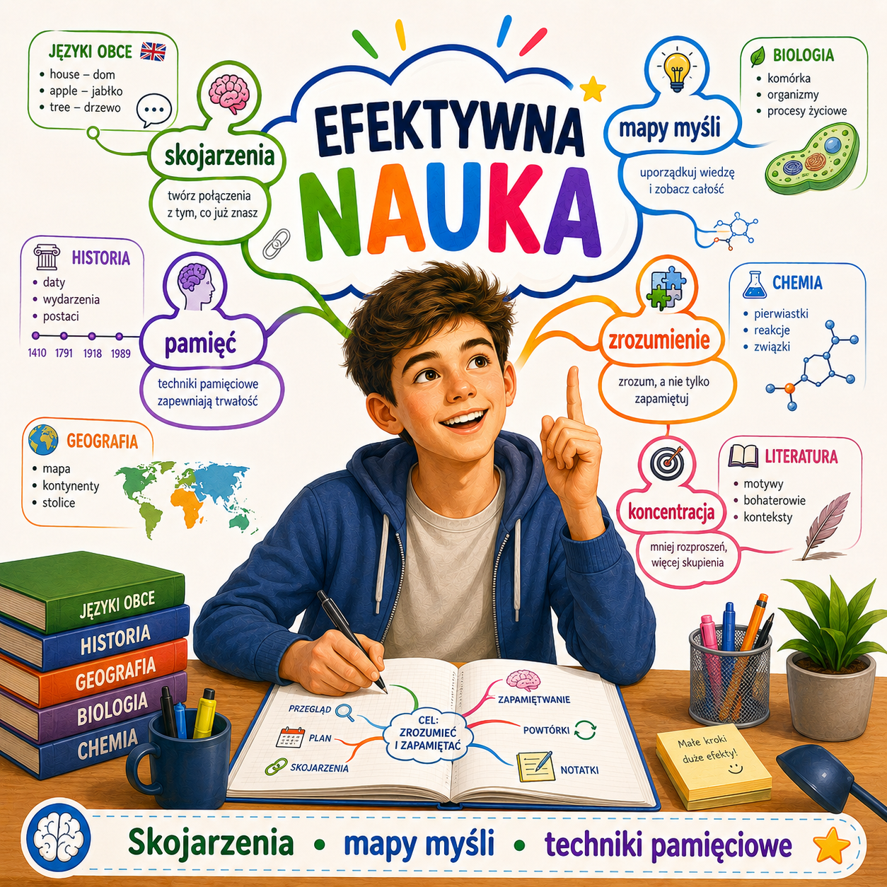 Efektywna nauka — skojarzenia, mapy myśli i techniki pamięciowe